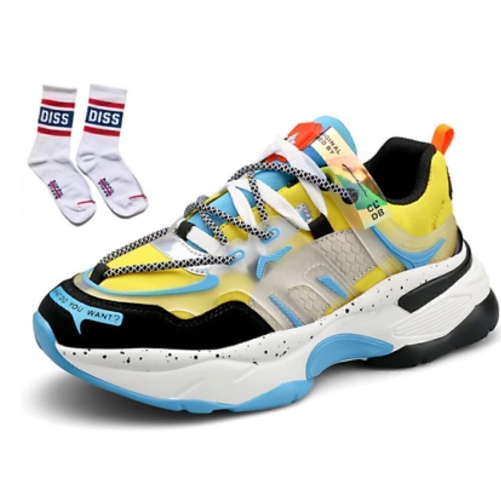 Men’s Fashion Sneakers Shoes Blue & Yellow Size 11 NEW